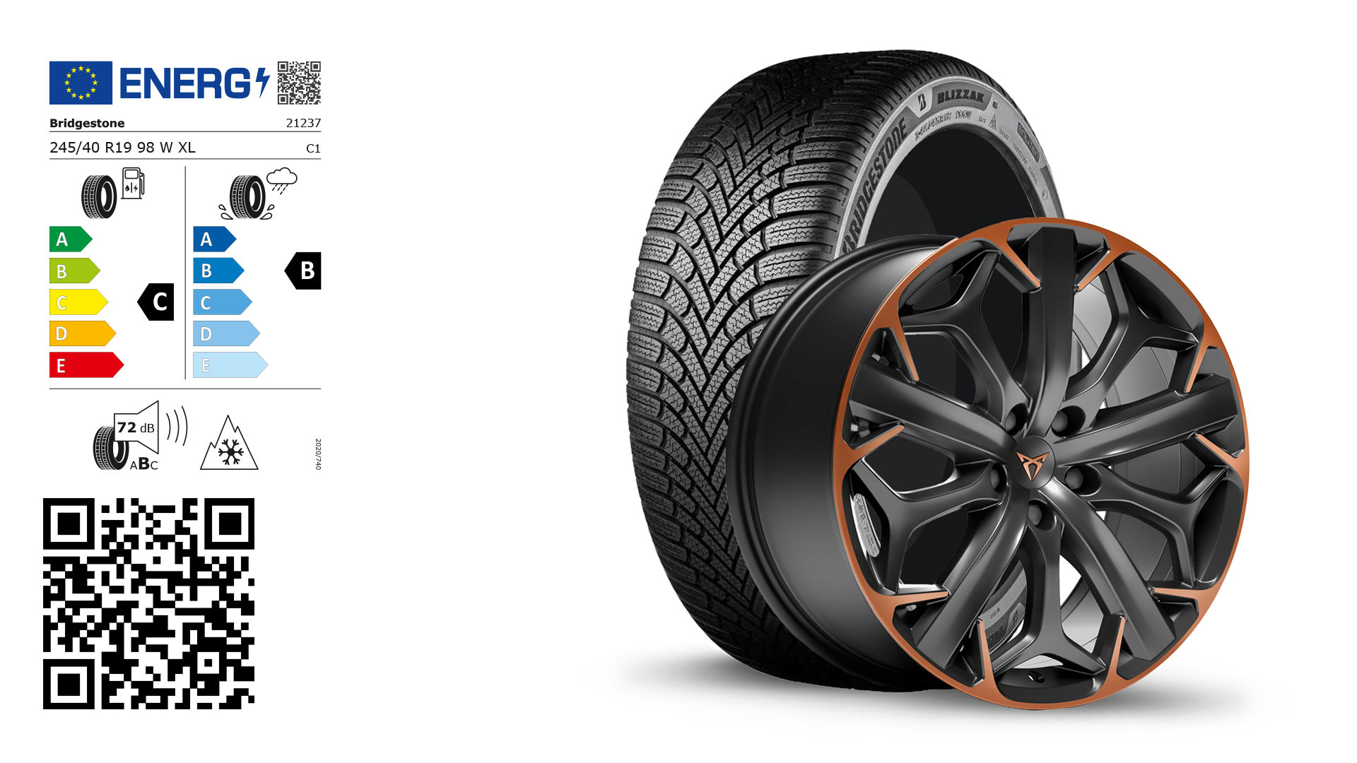  CUPRA Original Winter-Komplettrad mit Felge und Winterreifen.