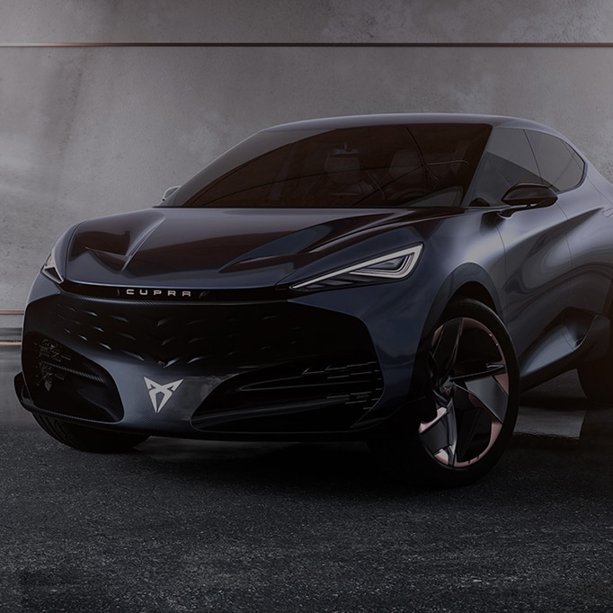 The front of a CUPRA Tavascan