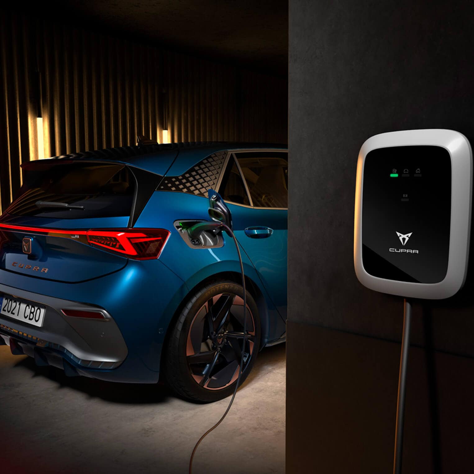 A wall charger charging a CUPRA Born