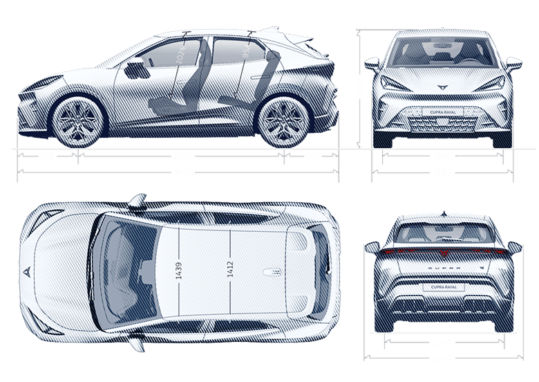 Dimension details of the CUPRA Raval VZ