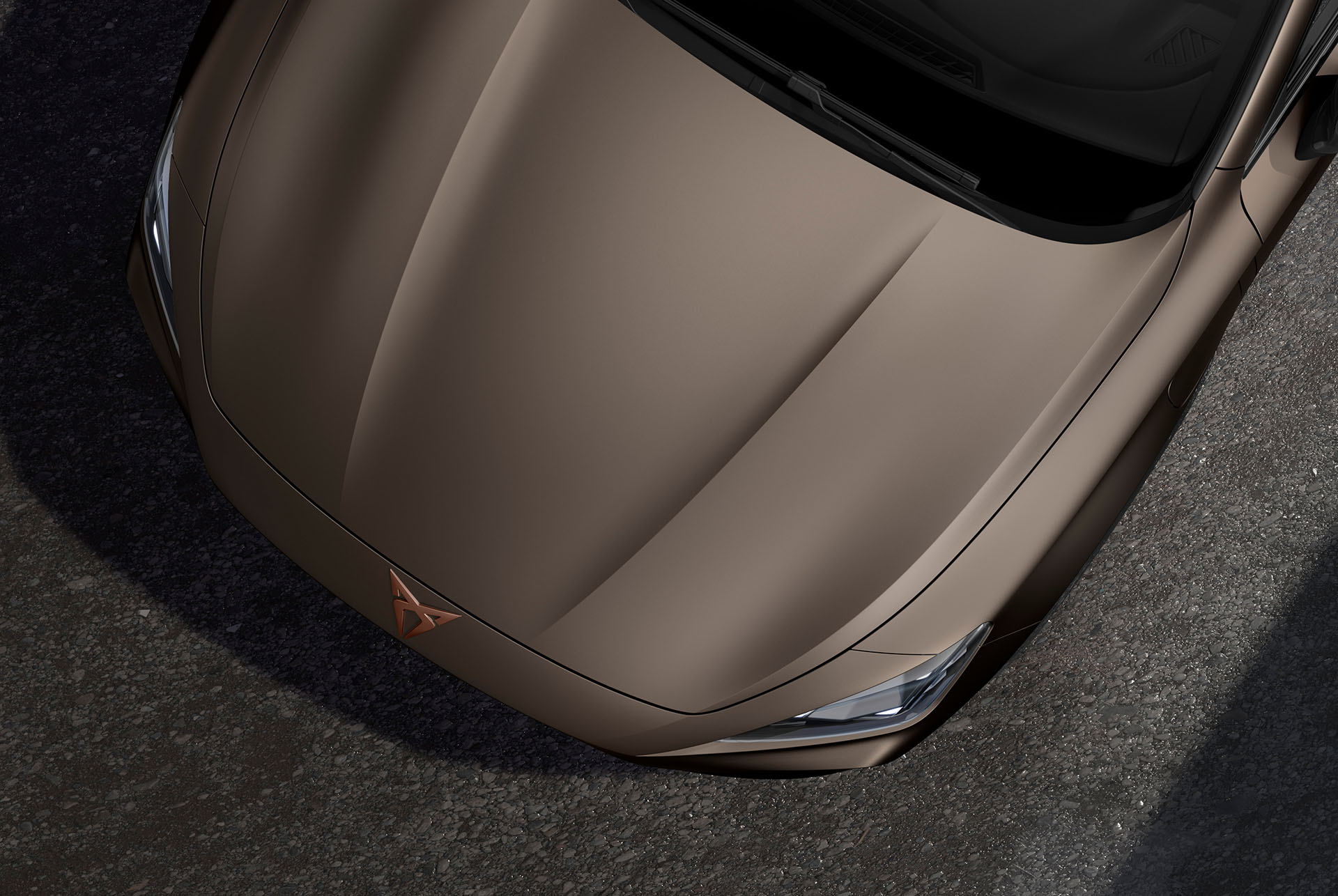 Bird’s eye view of century bronze matt new CUPRA Formentor CUV 2025.