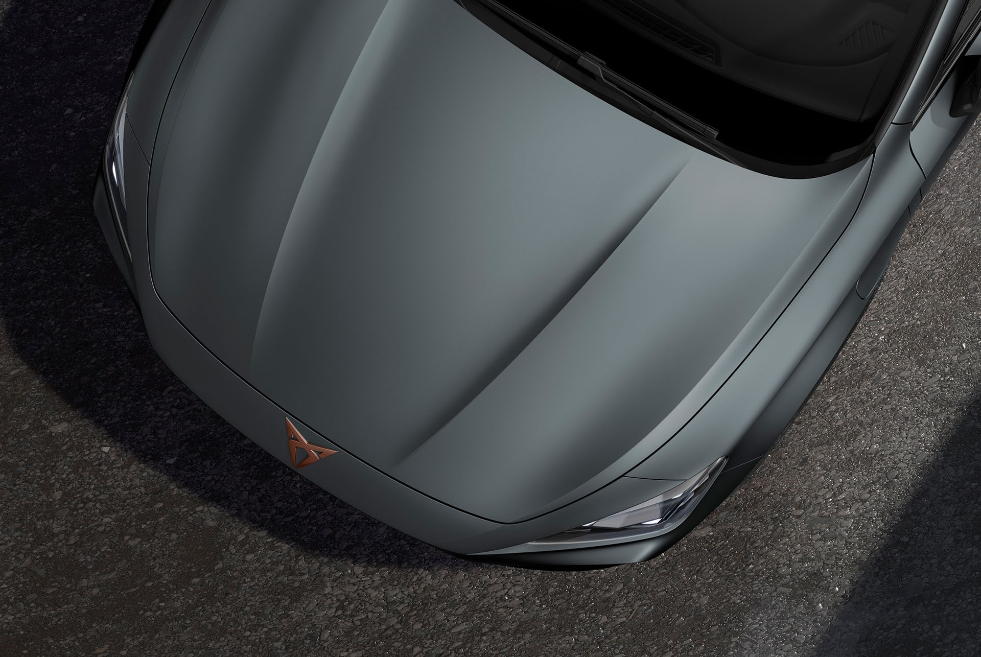 Bird’s eye view of enceladus grey matt new CUPRA Formentor CUV 2025.