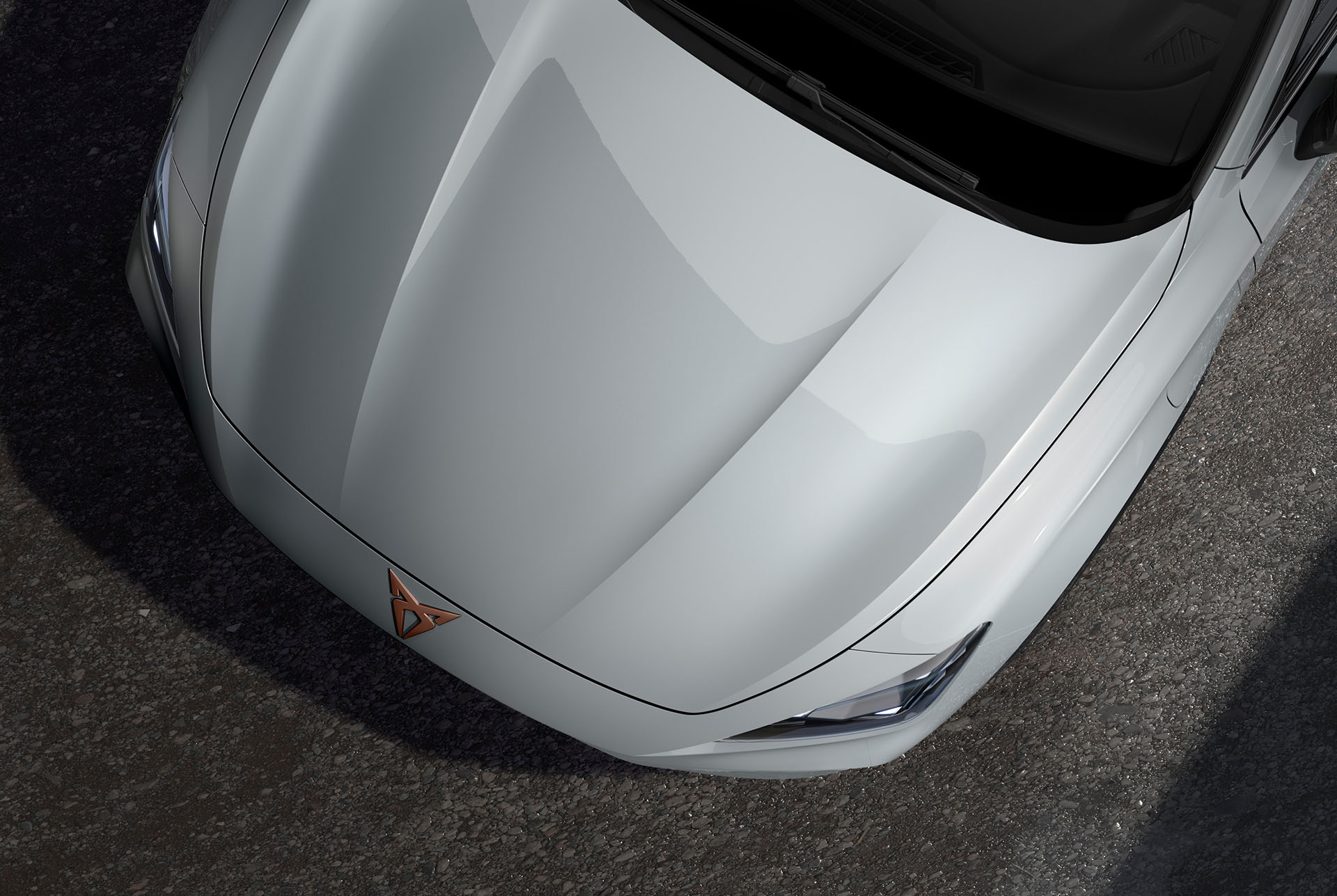 Bird’s eye view of glacial white new CUPRA Formentor CUV 2025.