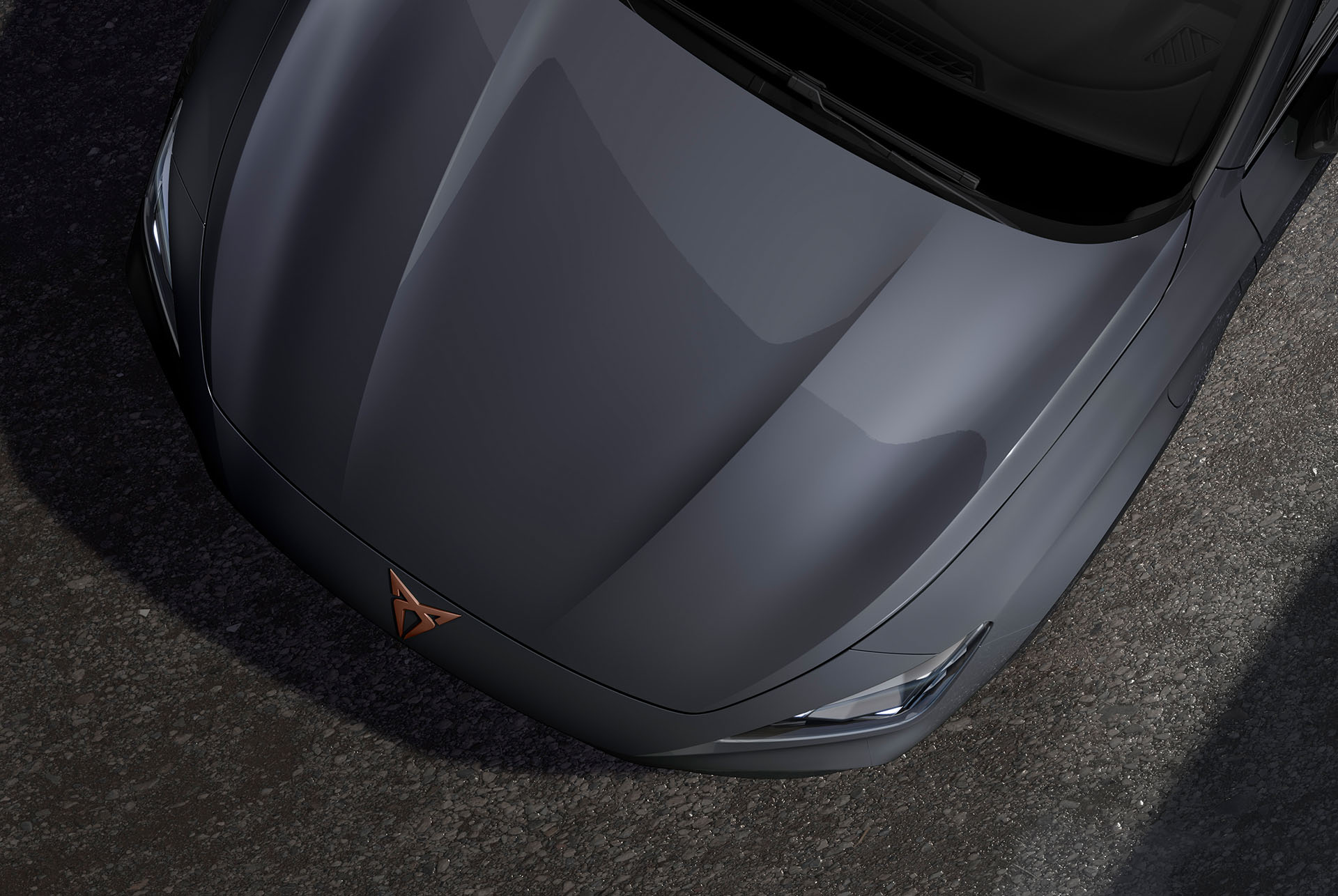 Bird’s eye view of graphene grey new CUPRA Formentor CUV 2025.