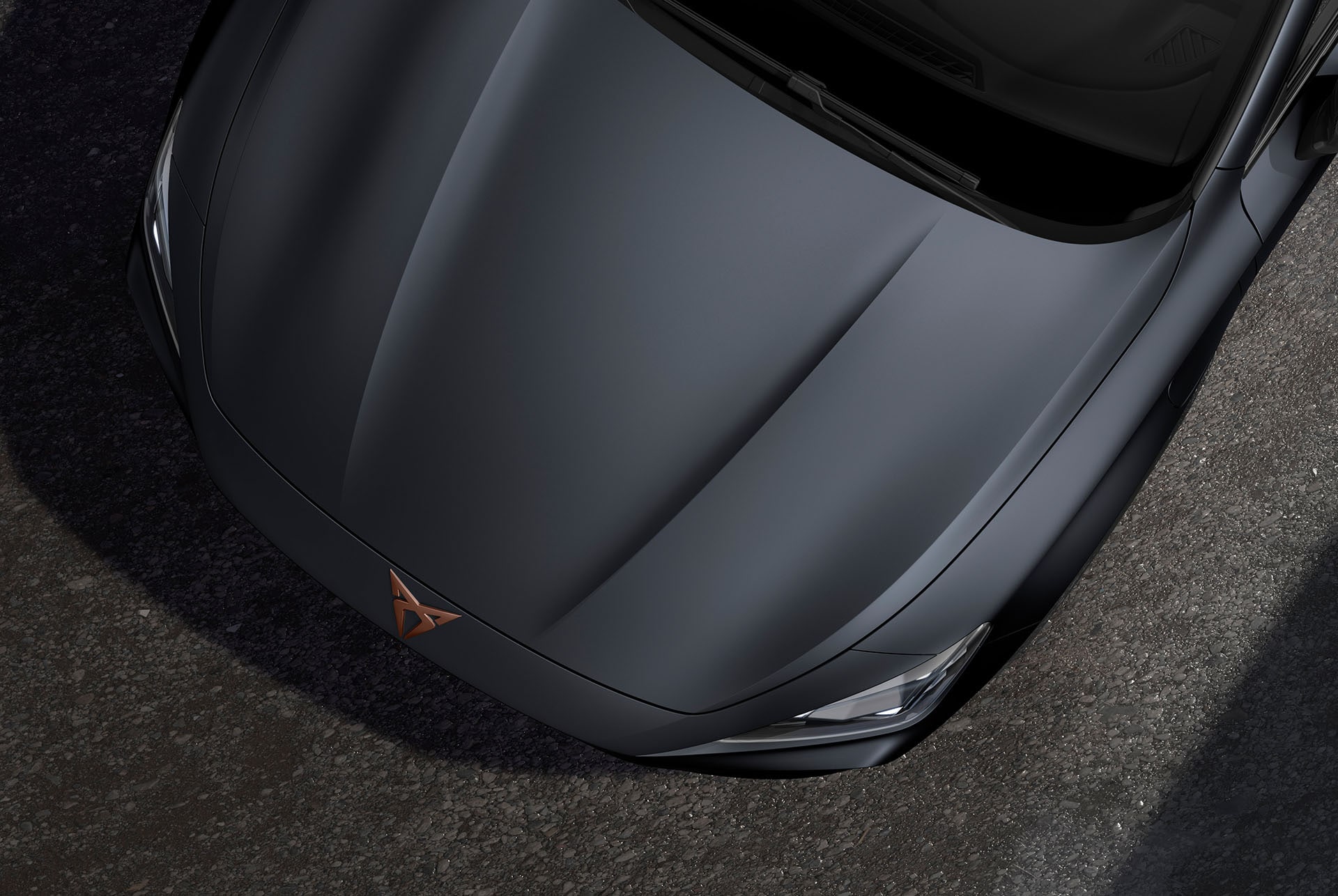 Bird’s eye view of magnetic tech matt new CUPRA Formentor CUV 2025.