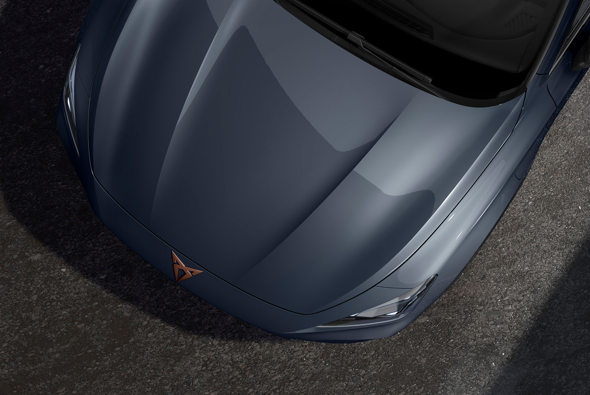 Bird’s eye view of magnetic tech grey new CUPRA Formentor CUV 2025.