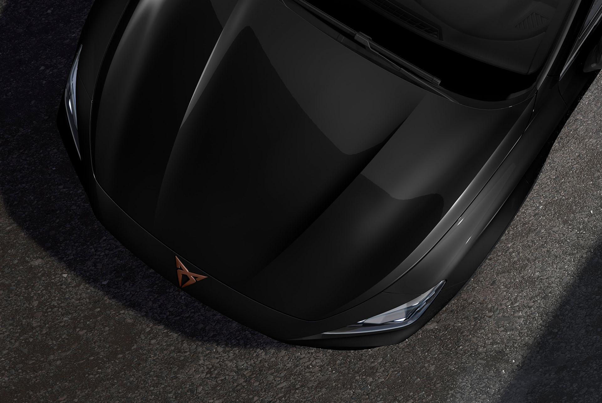 Bird’s eye view of midnight black new CUPRA Formentor CUV 2025.