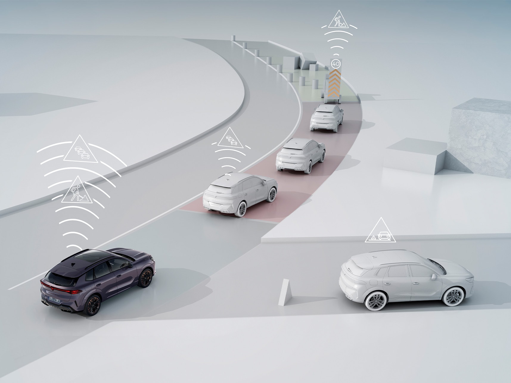 : the cupra terramar 2025 features the CAR2X technology, to enhance your safety in the road.